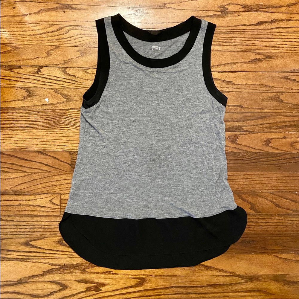 LOFT Gray and Black Layered Tank Top